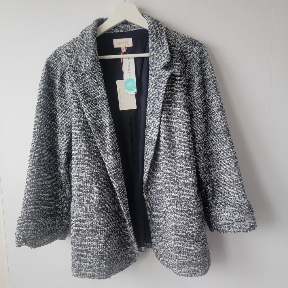 skies are blue women's asa textured tweed blazer size XL 3/4 sleeve Work Career
